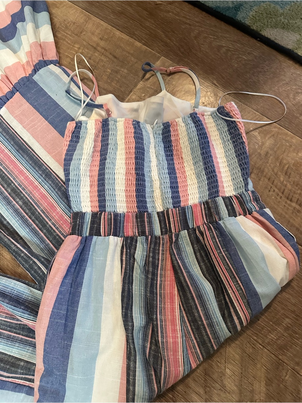 Striped Pastel Wide-Leg Jumpsuit - Pink Blue Cream - Picture 3 of 3